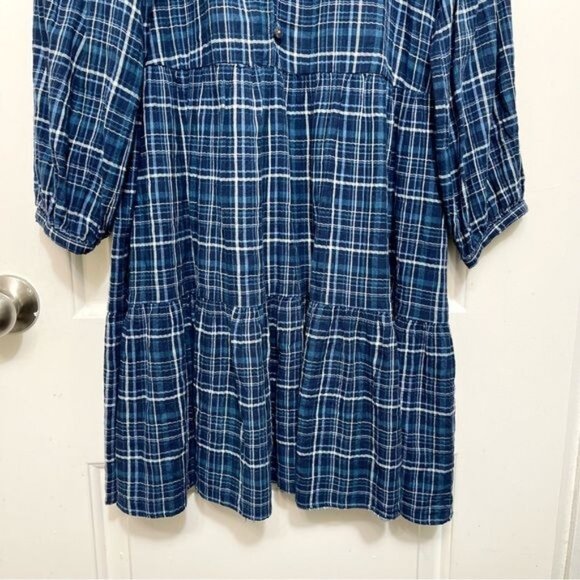 MADEWELL Gauze Ruffle-Trimmed Mini Dress in Deep Indigo Size S - Picture 8 of 13